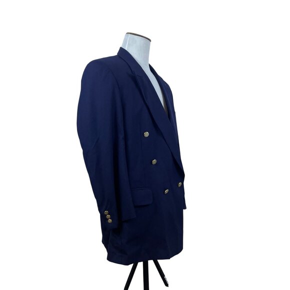 Gold Button Navy Blue Double Breasted Mens Blazer Classic Fit - Picture 3 of 11
